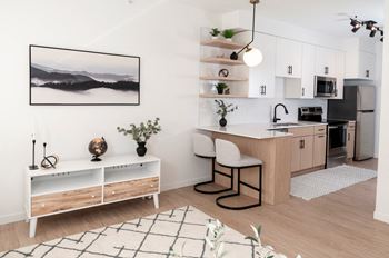 Living Area With Kitchen at CityLine Apartments, Minnesota